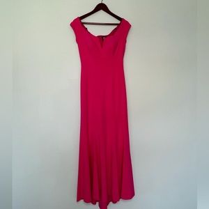 Worn Once- Vince Camuto Notched Off-the-Shoulder Trumpet Gown - Hot Pink